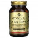 Solgar, 비타민D3(콜레칼시페롤), 125mcg(5,000IU), 베지 캡슐 120정