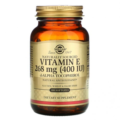 Solgar, 비타민E, 천연 원료, 268mg(400IU), 소프트젤 100정