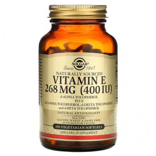 Solgar, 비타민 E, 268 mg (400 IU), 100 채식주의 소프트젤