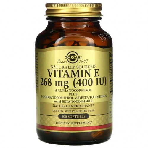 Solgar, 천연 원료 비타민E, 268mg(400IU), 소프트젤 100정