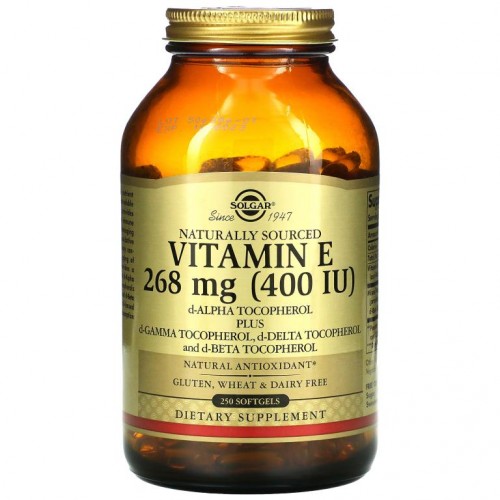Solgar, 천연 원료 비타민E, 268mg(400IU), 소프트젤 250정
