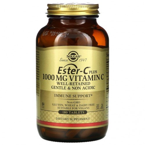 Solgar, Ester-C 플러스 비타민C, 1,000mg, 180정