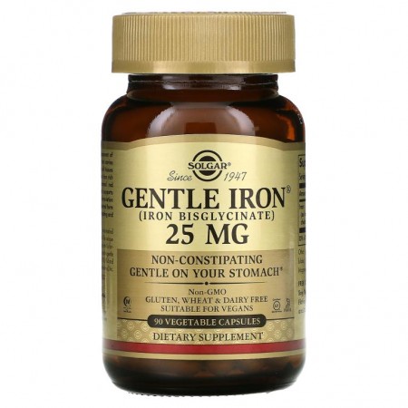 Solgar, Gentle Iron, 25mg, 베지 캡슐 90정