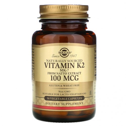 Solgar, 천연 비타민K2, 100mcg, 베지 캡슐 50정