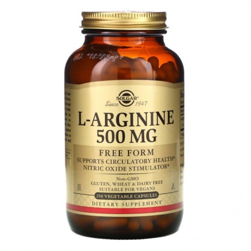 Solgar, L-아르기닌, 자유형, 500mg, 베지 캡슐 250정