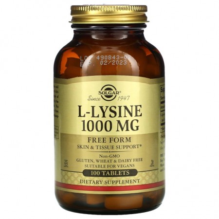Solgar, L-라이신, 1000 mg, 100 정