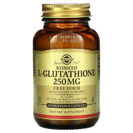 Solgar, 환원형 L-글루타치온, 250mg, 베지 캡슐 60정