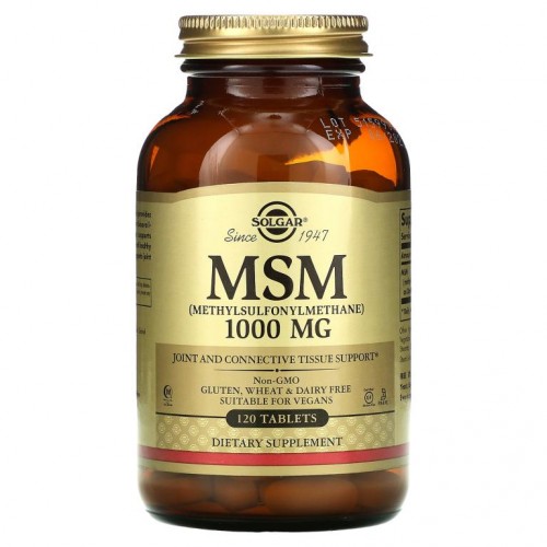 Solgar, MSM(메틸설포닐메테인), 1,000mg, 120정