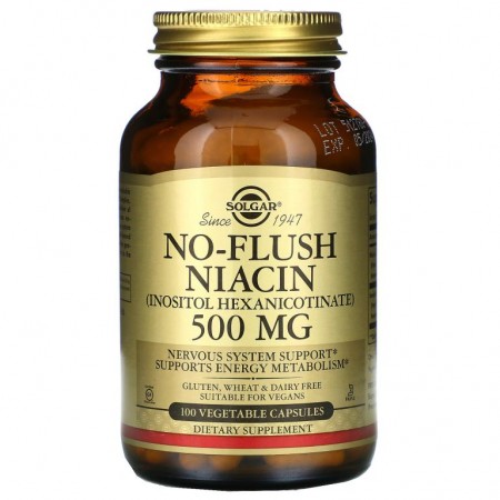 Solgar, No-Flush Niacin, 500mg, 베지 캡슐 100정