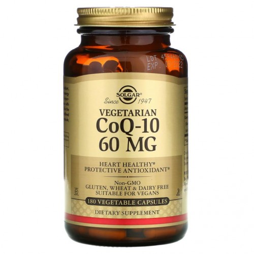 Solgar, 채식 코엔자임Q-10, 60 mg, 180 식물성 캡슐