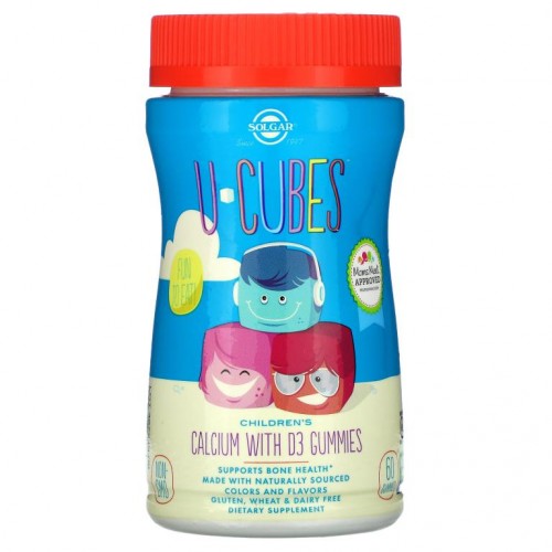 Solgar, U-Cubes, 어린이용 칼슘, D3 함유, 핑크 레몬에이드, 블루베리, 딸기, 구미젤리 60개