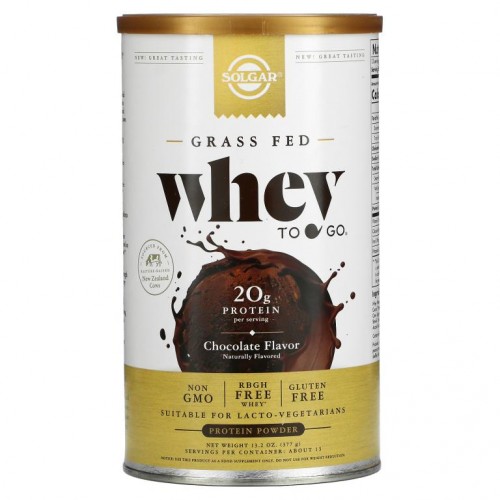 Solgar, Whey To Go, 유청 단백질 분말, 초콜릿, 455g(16oz)