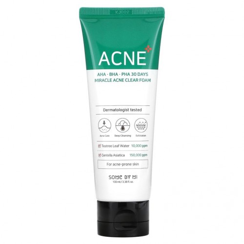 Some By Mi, AHA, BHA, PHA 30 데이즈 미라클 아크네 클리어 폼, 100ml