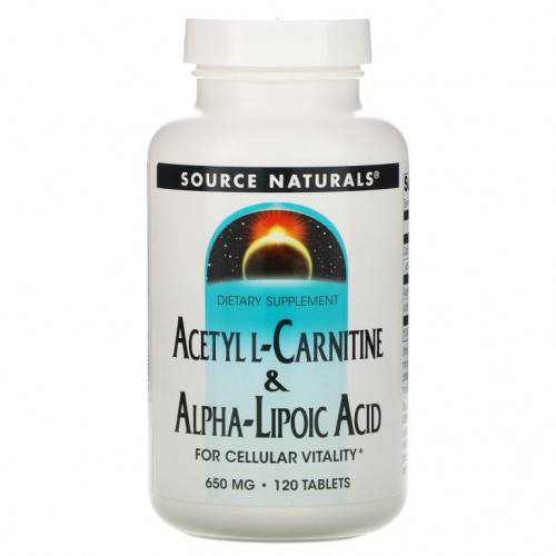 Source Naturals, 아세틸-L-카르니틴 & 알파 리포산, 650mg, 120정