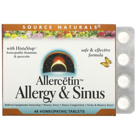 Source Naturals, 알레르세틴, 알레르기 및 부비강, 동종요법 정제 48정