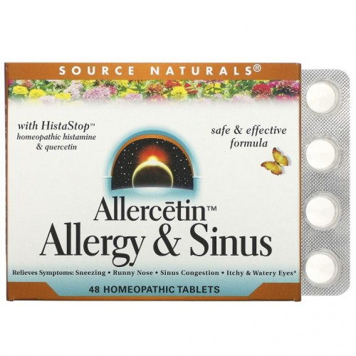 Source Naturals, 알레르세틴, 알레르기 및 부비강, 동종요법 정제 48정