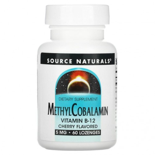 Source Naturals, 메틸코발라민, 체리 맛, 5mg, 사탕 정제 60정
