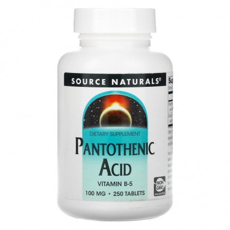 Source Naturals, 판토텐산, 100mg, 250정