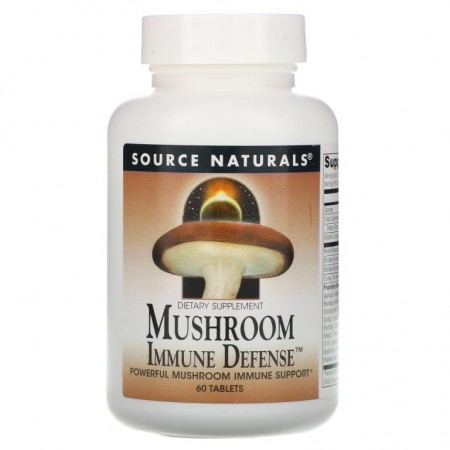 Source Naturals, 버섯 면역 방어, 16-버섯 복합체, 60정
