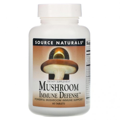 Source Naturals, 버섯 면역 방어, 16-버섯 복합체, 60정