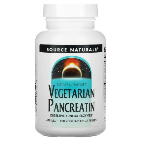 Source Naturals, 식물성 판크레아틴, 475mg, 베지 캡슐 120정