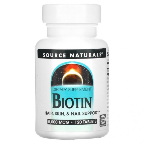 Source Naturals, 바이오틴, 5,000 mcg, 120 타블렛