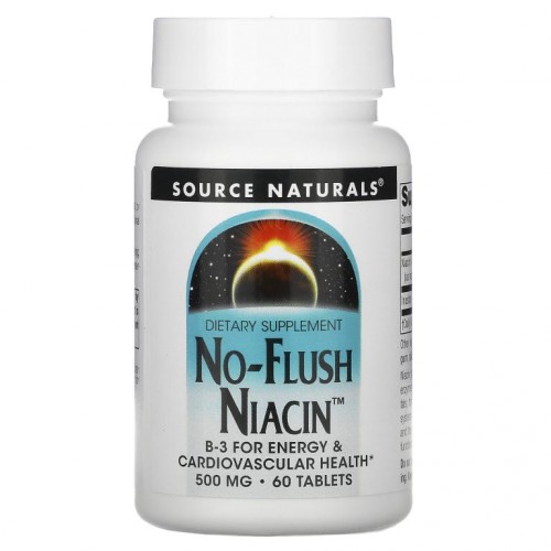 Source Naturals, 안면홍조 없는 니아신, 500mg, 60정