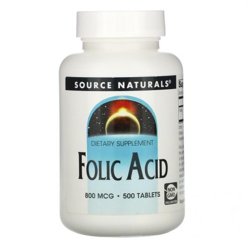 Source Naturals, 엽산, 800 mcg, 500 정