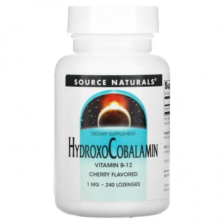Source Naturals, 하이드록소코발라민, 비타민B-12, 체리 맛 사탕 정제, 1mg, 240정