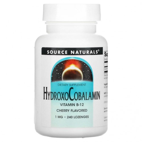 Source Naturals, 하이드록소코발라민, 비타민B-12, 체리 맛 사탕 정제, 1mg, 240정