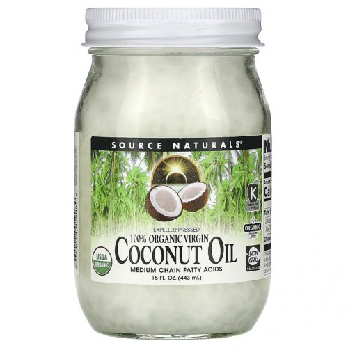 Source Naturals, 100% 유기농 버진, 코코넛 기름, 15 액량 온스 (443 ml)