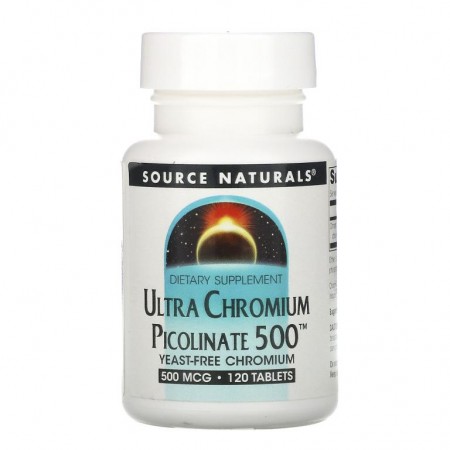 Source Naturals, 울트라 크롬 피콜리네이트 500, 500 mcg, 120 타블릿