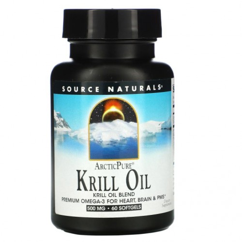 Source Naturals, ArcticPure, 크릴 오일, 500mg, 소프트젤 60정
