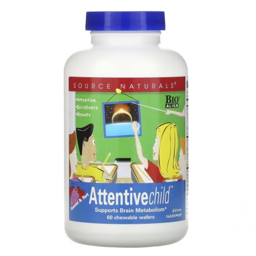 Source Naturals, Attentive Child, 츄어블 웨이퍼 60개