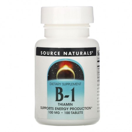 Source Naturals, B-1, 티아민, 100mg, 100정