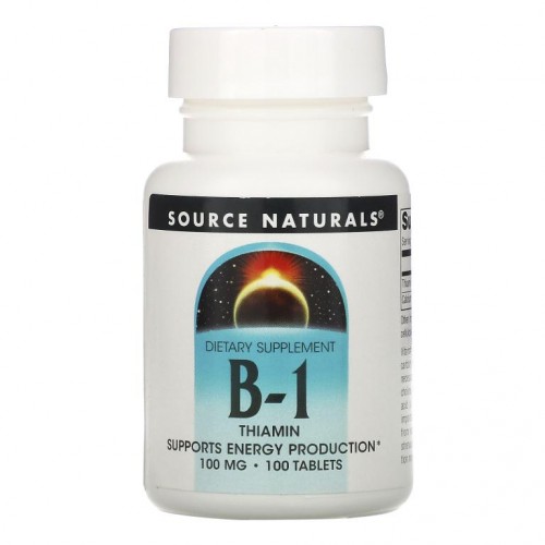 Source Naturals, B-1, 티아민, 100mg, 100정