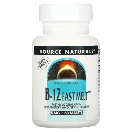 Source Naturals, B-12 패스트 멜트, 5 mg, 60 정