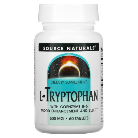 Source Naturals, 코엔자임 B-6가 포함된 L-트립토판, 500 mg, 60 타블렛
