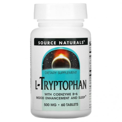 Source Naturals, 코엔자임 B-6가 포함된 L-트립토판, 500 mg, 60 타블렛