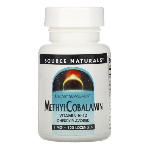 Source Naturals, 메틸코발라민 비타민B12, 체리, 1mg, 사탕 정제 120정