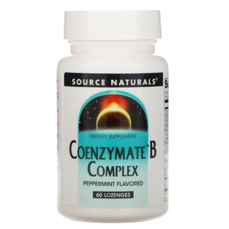 Source Naturals, 코엔자임화 B 복합체, 페퍼민트 맛, 사탕 정제 60정