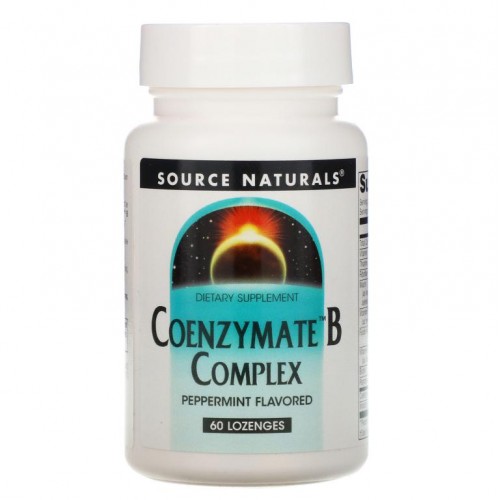 Source Naturals, 코엔자임화 B 복합체, 페퍼민트 맛, 사탕 정제 60정