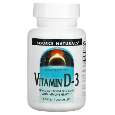 Source Naturals, 비타민D-3, 1,000IU, 200정