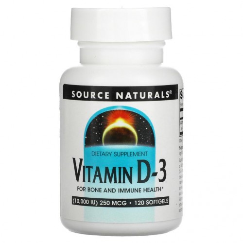 Source Naturals, 비타민 D-3, 10,000 IU, 120 소프트젤