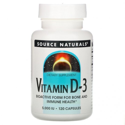 Source Naturals, 비타민D-3, 5,000IU, 캡슐 120정