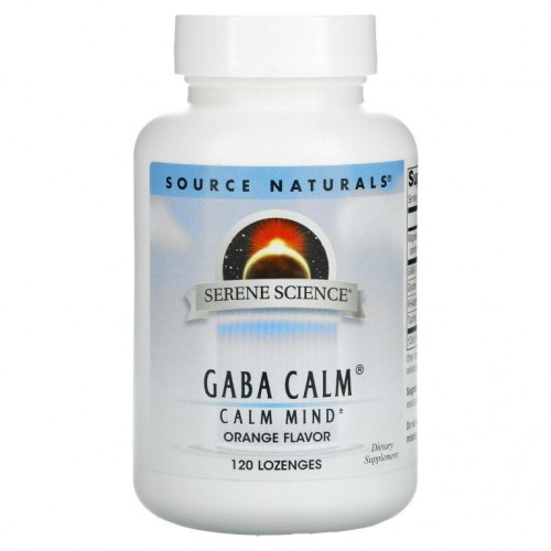 Source Naturals, GABA Calm, 오렌지 맛, 사탕 정제 120정
