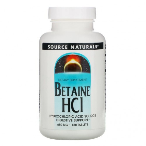Source Naturals, 베타인 HCL, 650mg, 180정