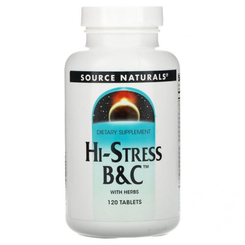 Source Naturals, 허브 함유 Hi-Stress B&C, 120정