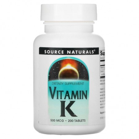 Source Naturals, 비타민 K, 500 마이크로그램, 200 정