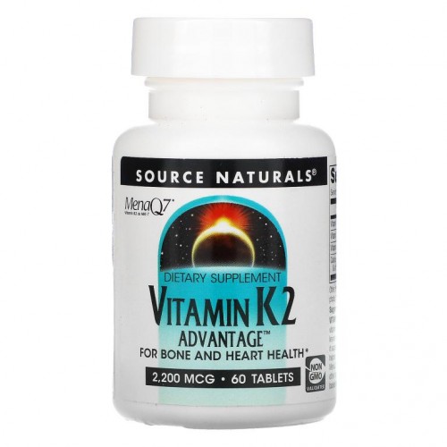 Source Naturals, 비타민K2 어드밴티지, 2,200mcg, 60정